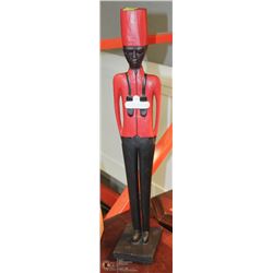 WOODEN AFRICAN SOLDIER FIGURE 25" TALL
