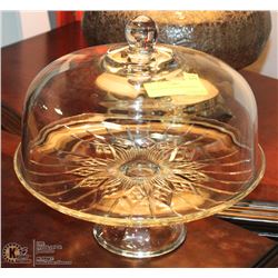 GLASS PEDESTAL CAKE DISPLAY.