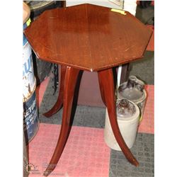 27" TALL WOOD OCTAGON END TABLE W/ LEGS