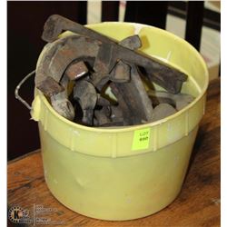 PAIL OF ANTIQUE HORSESHOES