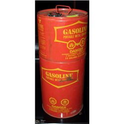 PAIR OF VINTAGE METAL GASOLINE CANS 5GAL & 2.5GAL.