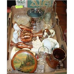 ESTATE TRAY OF COLLECTIBLES INCL MARBLE SCULPTURE