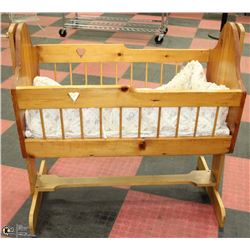 VINTAGE WOOD DOLL CRADLE W/ SIDES