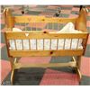 Image 1 : VINTAGE WOOD DOLL CRADLE W/ SIDES