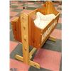 Image 2 : VINTAGE WOOD DOLL CRADLE W/ SIDES