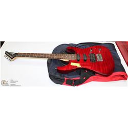 JACKSON RED ELECTRIC GUITAR W/ SOFT CASE.