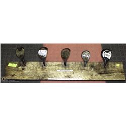 CUSTOM GOLF DRIVER COAT HANGER ON RECLAIMED WOOD