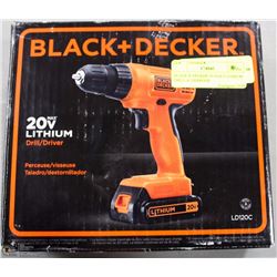 BLACK & DECKER 20 VOLT LITHIUM DRILL & CHARGER