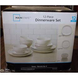 MAINSTAYS 12PC DINNERWARE SET ,IVORY