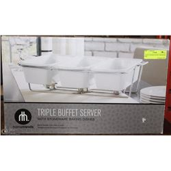 3 TRAY CERAMIC BUFFET SERVER IN BOX