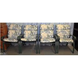 36) 4 LAWN CHAIRS AND CUSHIONS