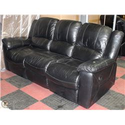 BLACK LEATHER RECLINING SOFA