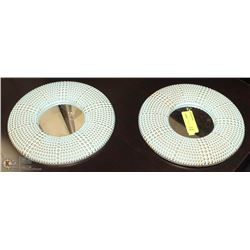 PAIR OF ROUND WALL HANGING MIRRORS