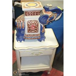 CERAMIC ELEPHANT PLANT STAND SOLD WITH 2 DRAWER