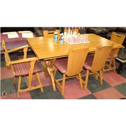 VINTAGE SOLID WOOD TABLE WITH 6 CHAIRS