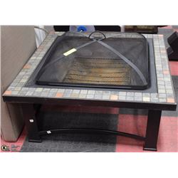 FIREPIT WITH GRANITE TILE TRIM - 30" X 30" X 21"