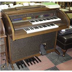 VINTAGE LOWRY ROLL TOP ELECTRIC ORGAN
