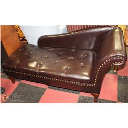 NEW BROWN LEATHERETTE STORAGE CHAISE LOUNGE CHAIR