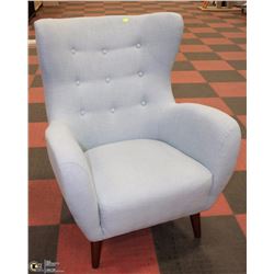 SHOWHOME LIGHT BLUE FABRIC WING BACK PARLOUR