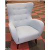 Image 1 : SHOWHOME LIGHT BLUE FABRIC WING BACK PARLOUR
