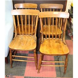 4 VINTAGE WOOD CHAIRS
