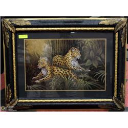 LARGE LEOPARD FRAMED PRINT SIGNED BY