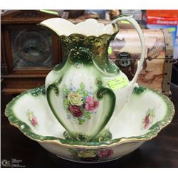 ANTIQUE BURSLEM PITCHER & BASIN