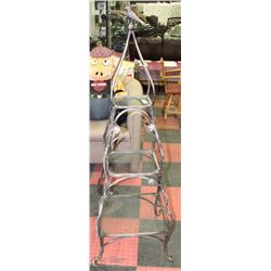 WROUGHT IRON AND GLASS CORNER STAND