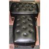 2 HANDMADE LEATHERETTE OTTOMANS WITH CARVED