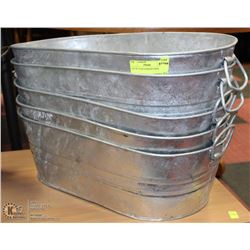 LOT OF 5 GALVANIZED STEEL TUBS