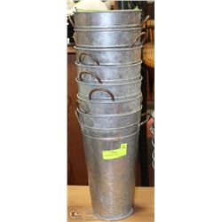 LOT OF 7 GALVANIZED PAILS