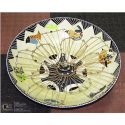 LARGE DECORATIVE WOOD BOWL W/ ORNATE WALL HANGING