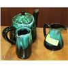 Image 1 : BLUE MOUNTAIN POTTERY TEA POT WITH 2 MINI PITCHERS