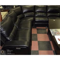 NEW BLACK LEATHERETTE ELECTRIC RECLINING SECTIONAL