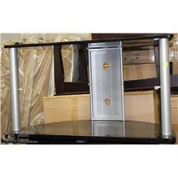 METAL TV STAND WITH GLASS SHELF
