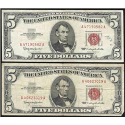 Lot of (2) 1963 $5 Legal Tender Notes