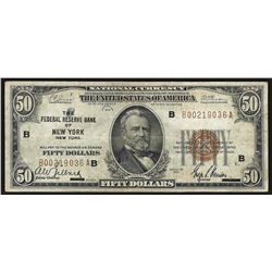 1929 $50 The Federal Reserve Bank of New York National Currency Note