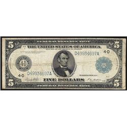 1914 $5 Federal Reserve Note Blue Seal