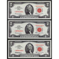 Lot of (3) Consecutive 1963A $2 Legal Tender STAR Notes