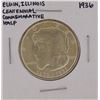 Image 1 : 1936 Elgin Illinois Centennial Commemorative Half Dollar Coin