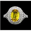 Image 1 : 14KT White Gold 2.50ct Yellow Sapphire and Diamond Ring