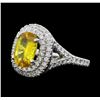Image 2 : 14KT White Gold 2.50ct Yellow Sapphire and Diamond Ring