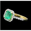 Image 2 : 14KT Yellow Gold 1.29ct Emerald and Diamond Ring