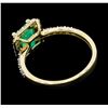 Image 3 : 14KT Yellow Gold 1.29ct Emerald and Diamond Ring