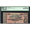 Image 1 : 1864 $10 Confederate States of America Note T-68 PCGS New 62PPQ