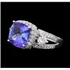 Image 2 : 14KT White Gold 3.57ct Tanzanite and Diamond Ring