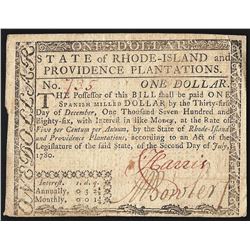 July 2, 1780 $1 Rhode Island Colonial Currency Note