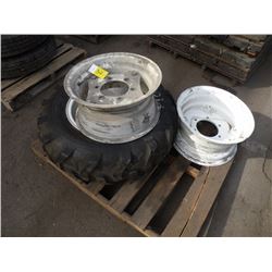1 new 10.5/80-18 tire on 6-bolt rim w/2 extra rims