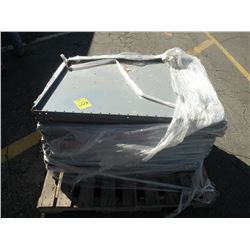 pallet of metal shelves