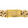 Image 2 : NECKLACE:  [1] 18KYG Cuban link chain necklace with a box clasp and the initials CVL; the chain and 